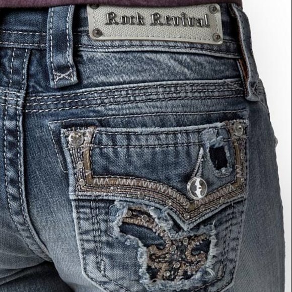 HTF ROCK REVIVAL BETTY EMBELLISHED BOOTCUT JEANS 29 x 30 - Picture 1 of 14